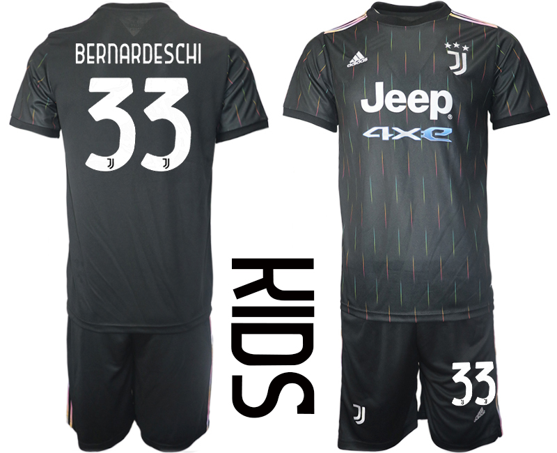 Youth 2021-2022 Club Juventus away black #33 Soccer Jersey